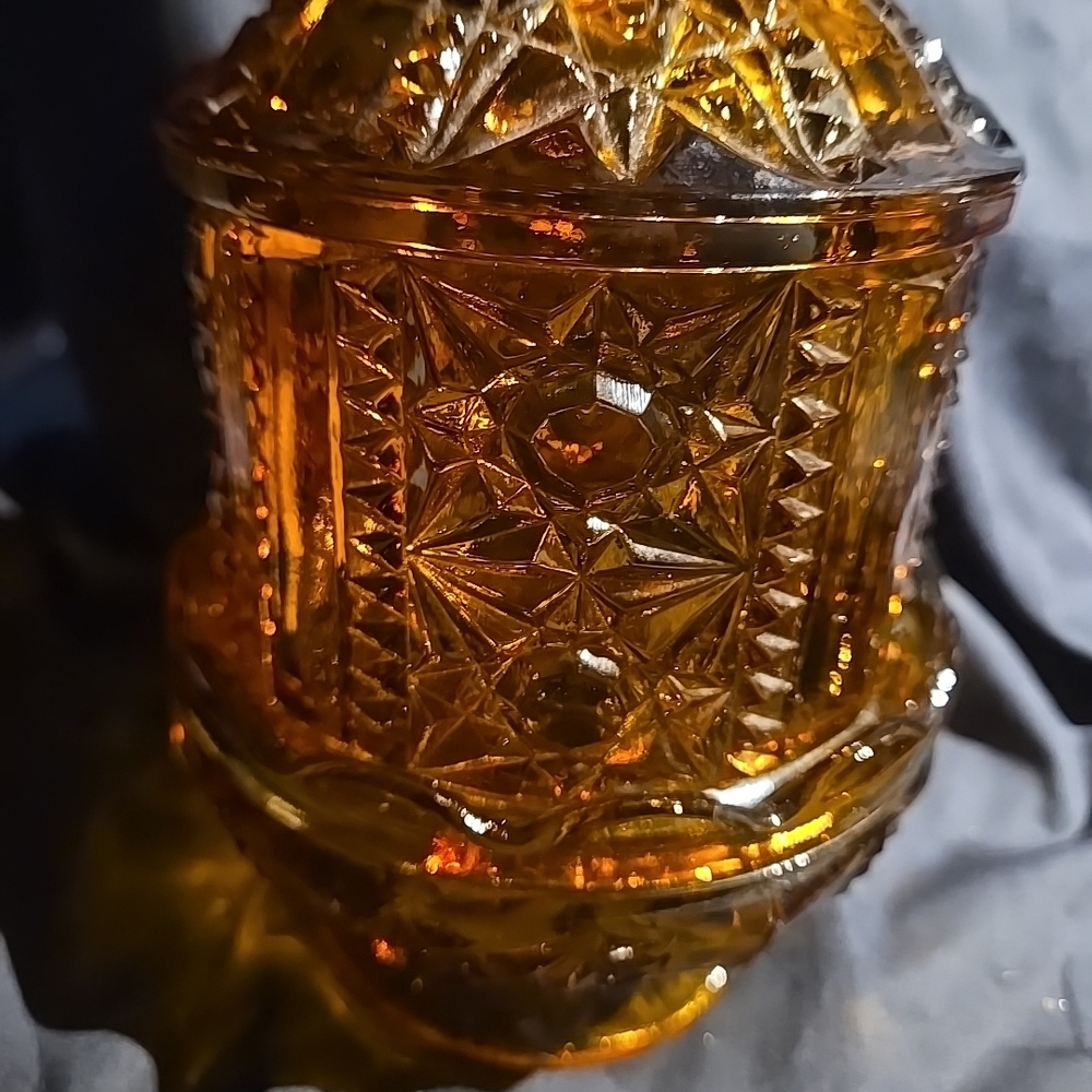 Amber Cut-Glass Stars & Bars - Fairy Lamp
